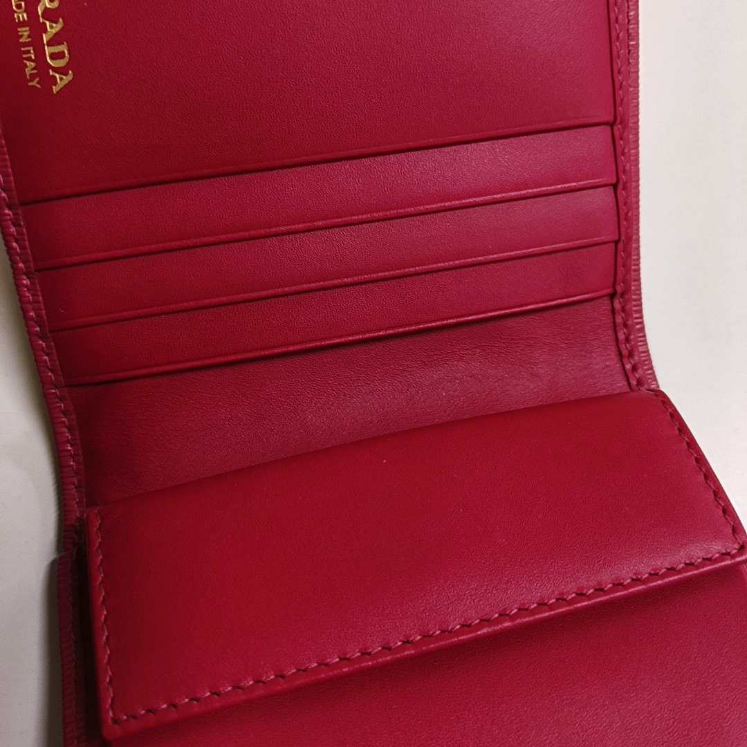 PRADA Fuchsia Leather Wallet Golden hardware-(SKU)-958110711