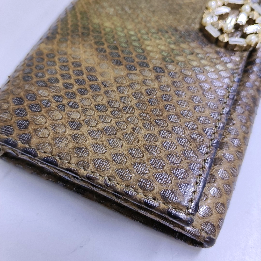 GUCCI Queen Margaret Brown Snake Leather Embossed Wallet Golden hardware-(SKU)-958381527