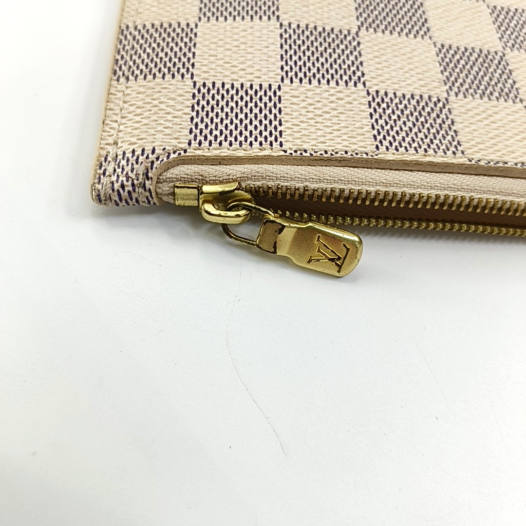LOUIS VUITTON NEVERFULL Large size White Coated Canvas Checkered Shopping Bag Handbag Golden hardware-(SKU)-955820741