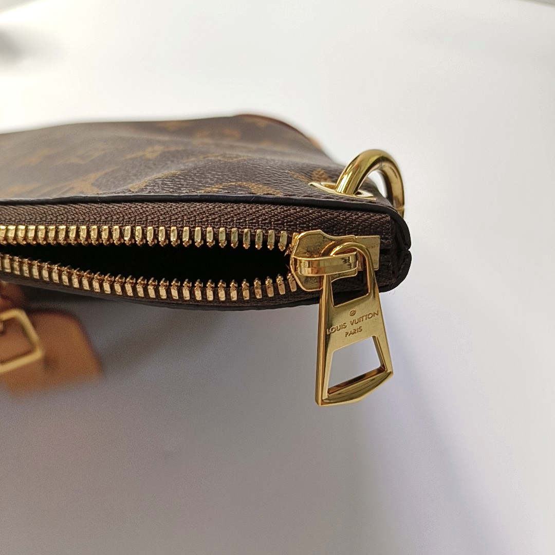 LOUIS VUITTON ODEON Small Brown Coated Canvas Monogram Crossbody Bag Shoulder Bag Gold Hardware Removable Strap-(SKU)-962155692