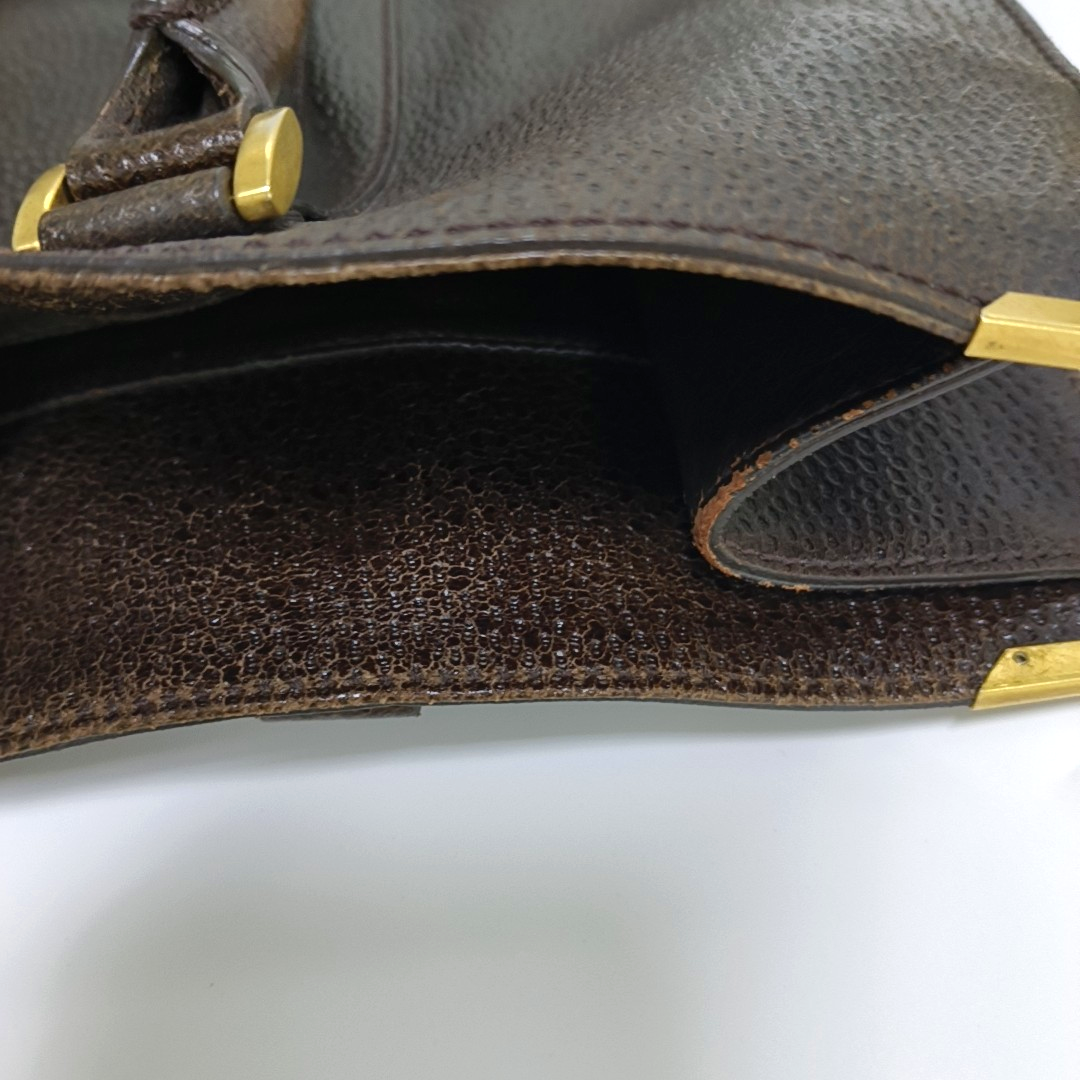 FENDI Dark Brown Leather Single Shoulder Bag Tote Golden hardware-(SKU)-960577572