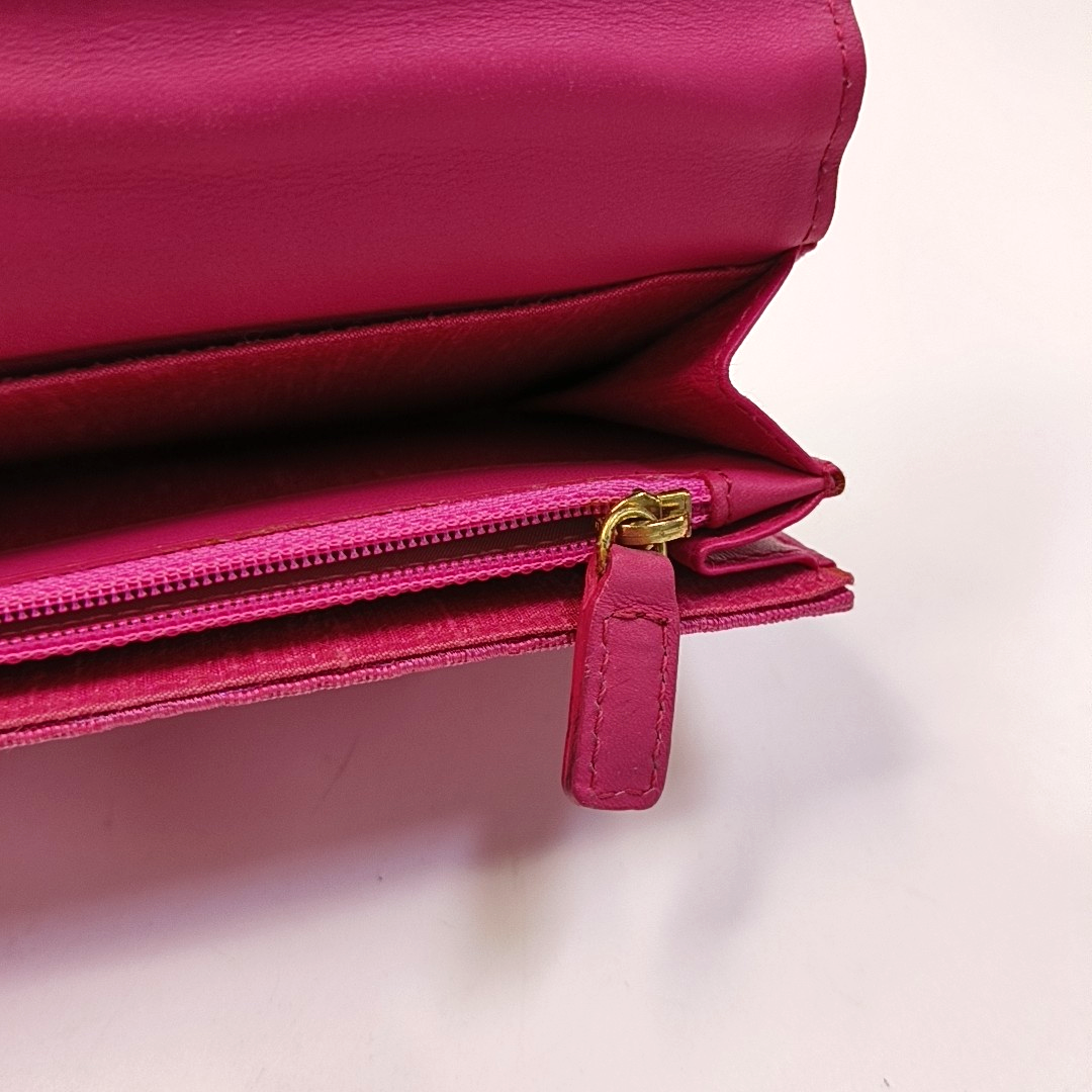 DIOR Fuchsia Fabric Wallet Golden hardware-(SKU)-959328044