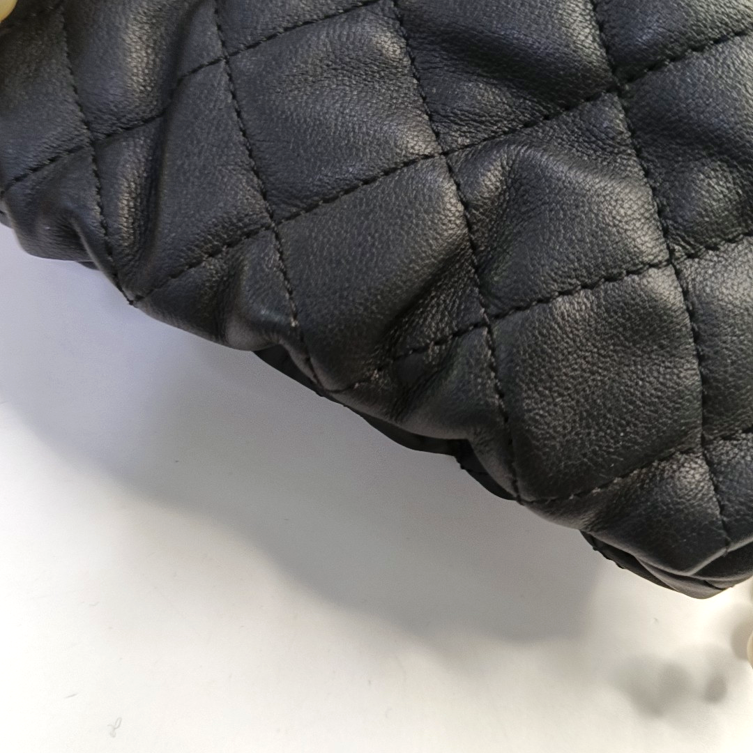 CHANEL DRAWSTRING Mini Black Calfskin Quilted Crossbody Shoulder Bag with Gold Hardware, 31 openings-(SKU)-953109942