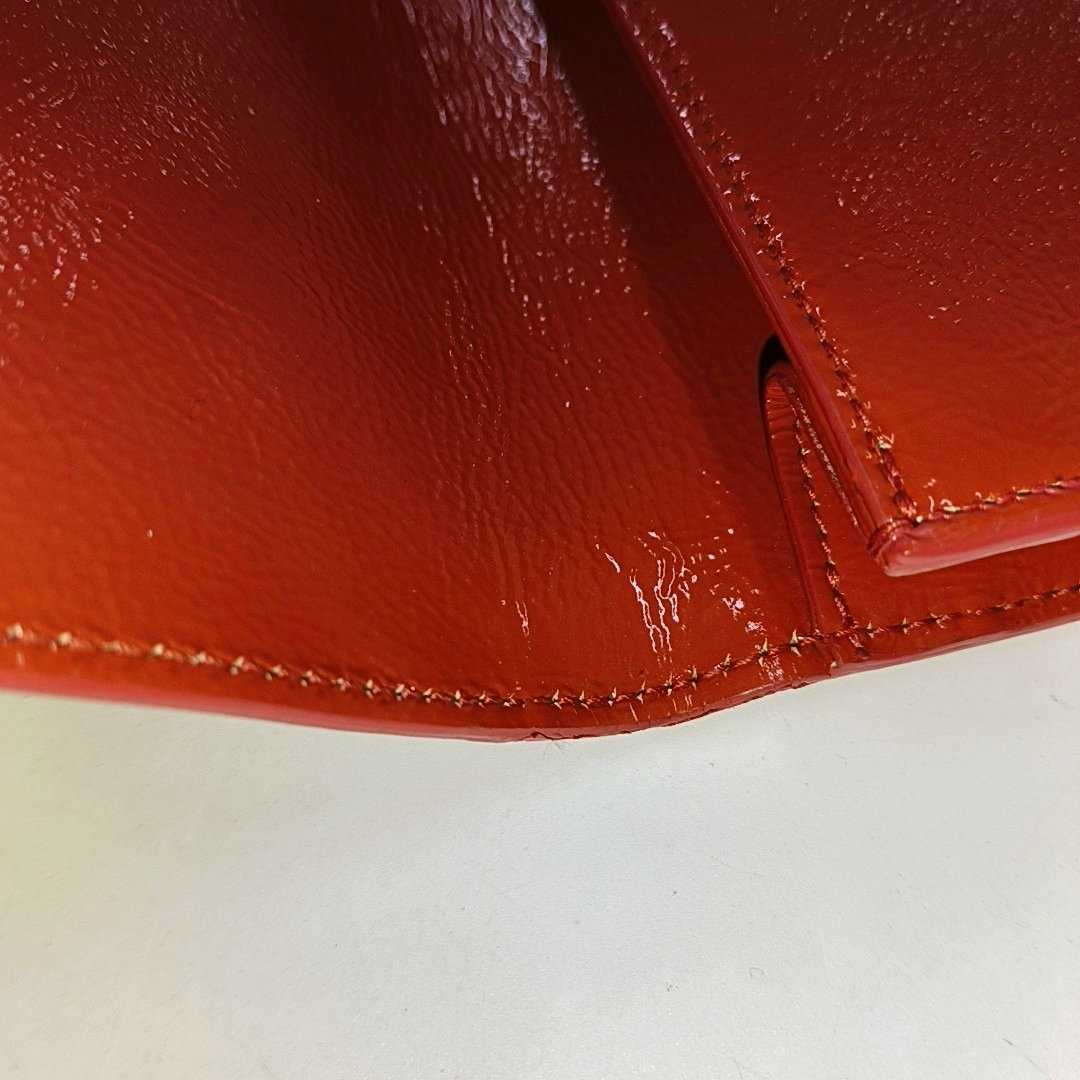 YSL BELLE JOUR Orange Patent Leather Embossed Clutch Golden hardware-(SKU)-931375952