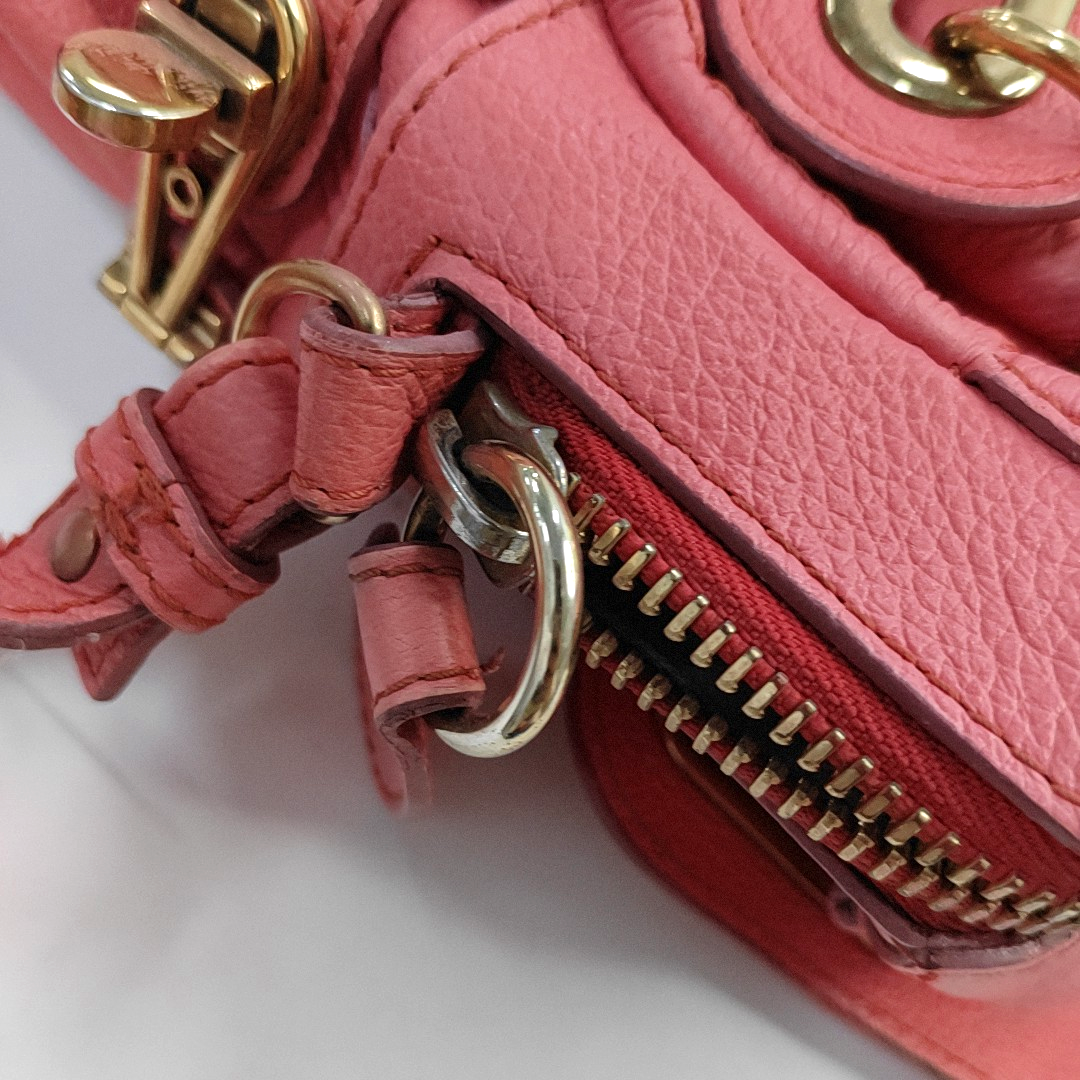 Chloé Paraty Medium size Orange-pink cowhide shoulder bag/crossbody bag/handbag Golden hardware Removable shoulder strap-(SKU)-951656466