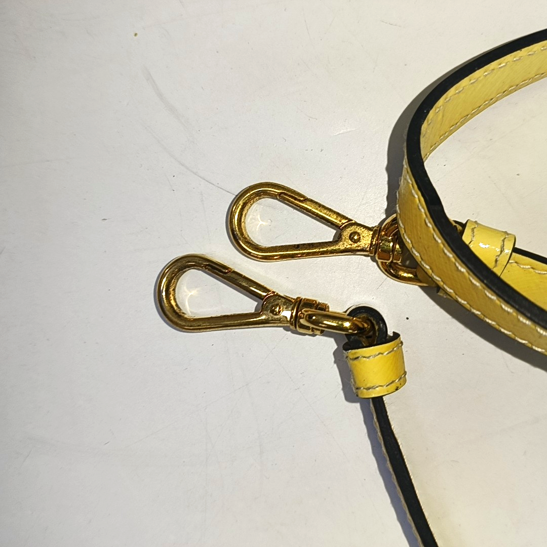 PRADA Double Yellow cowhide logo cross-grain shoulder bag Golden hardware Removable shoulder strap-(SKU)-945527362