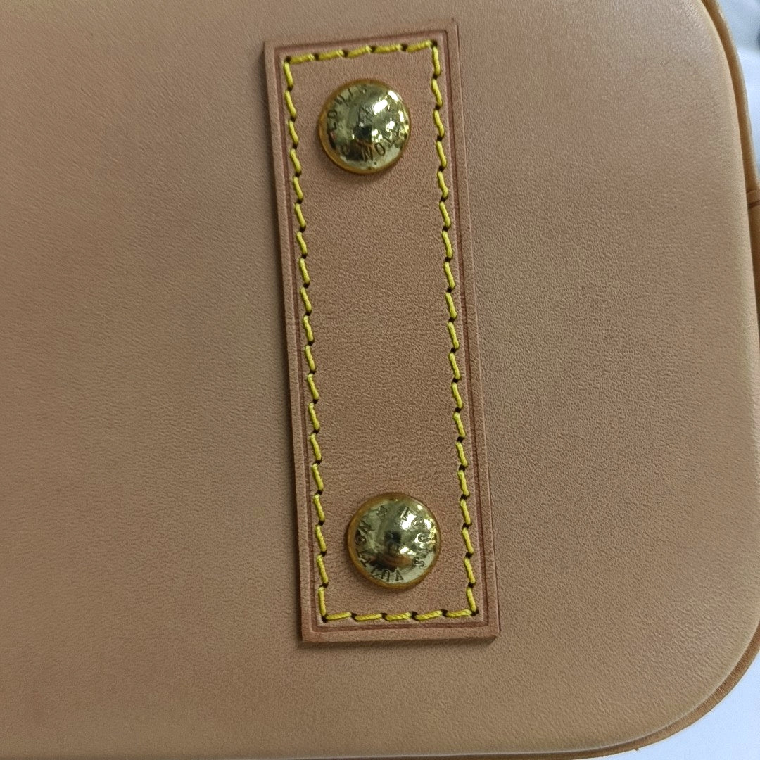 LOUIS VUITTON ALMA BB Brown Coated Canvas Monogram Vernis Shell Bag Single Shoulder Bag Tote Bag Crossbody Bag Gold Hardware Removable Shoulder Strap-(SKU)-963383316