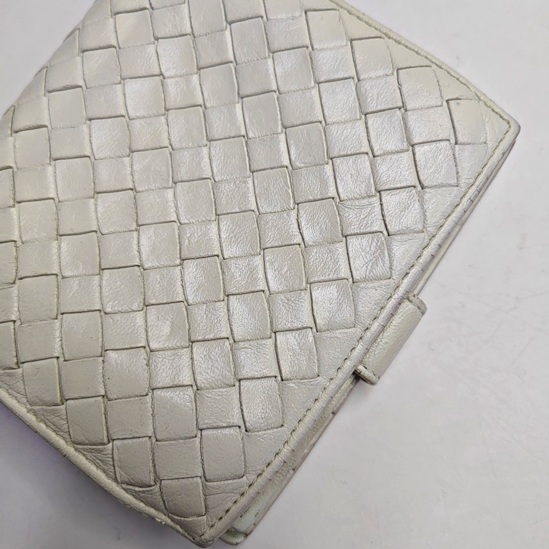 BOTTEGA VENETA White Cowhide Braided Wallet-(SKU)-945082548