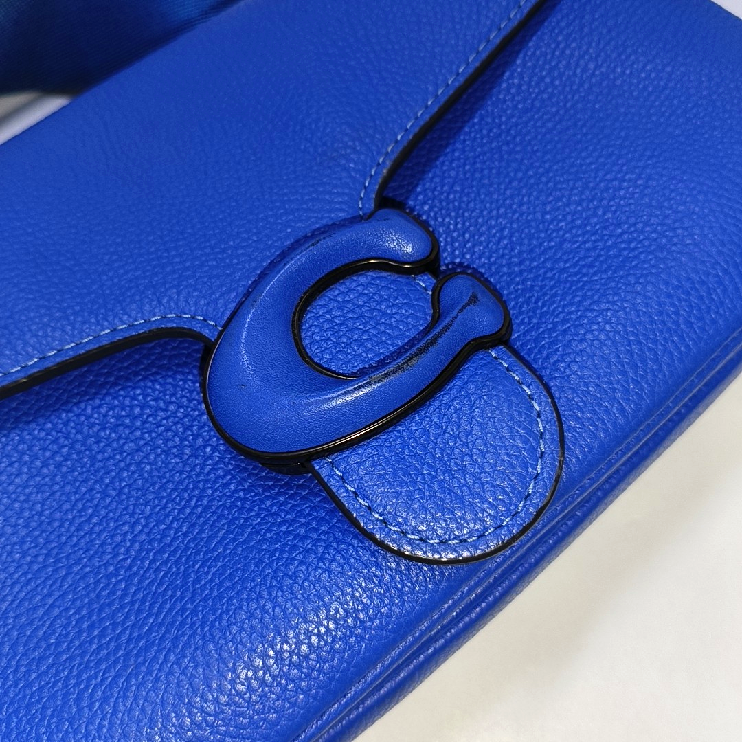 COACH PILLOW TABBY 26 Blue Cowhide Single Shoulder Bag Sling Bag Tote Silver Hardware Removable shoulder strap-(SKU)-943358336