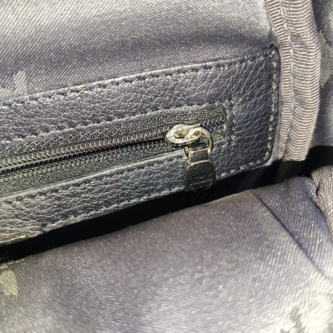 MCM STARK mini Blue Coated Canvas Monogrammed Stud Double Backpack Silver Black Hardware-(SKU)-943802065