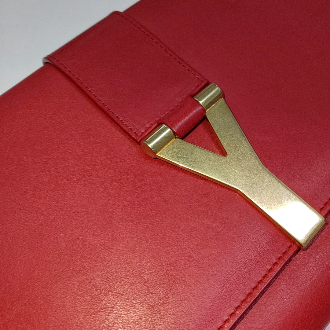 YSL CHYC Y LIGNE Red Cowhide Handbag Golden hardware-(SKU)-935154506