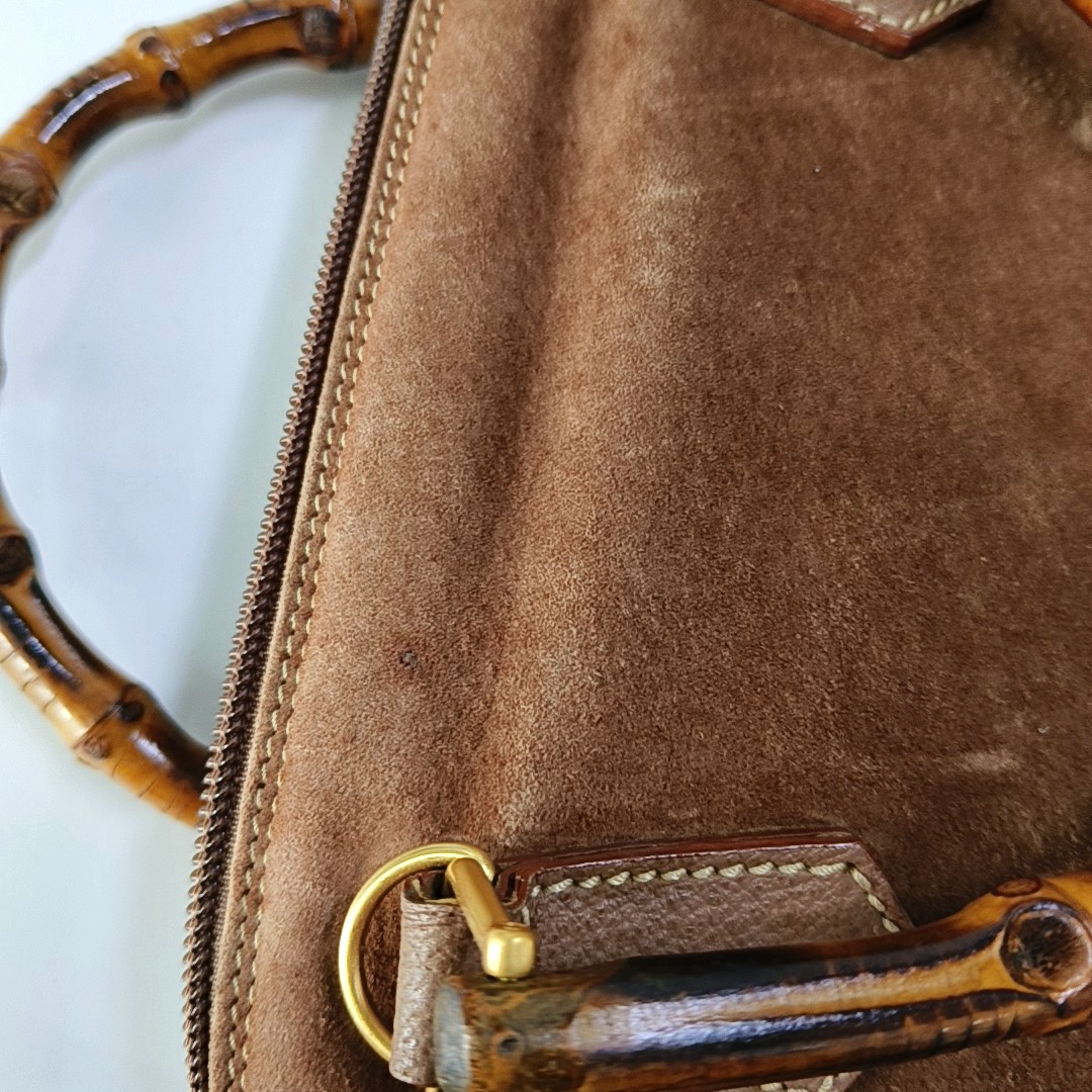 GUCCI Bamboo 1947 Dark Brown Cowhide Bamboo Handle Bamboo Handle Bag Single Shoulder Bag Golden hardware-(SKU)-941637943