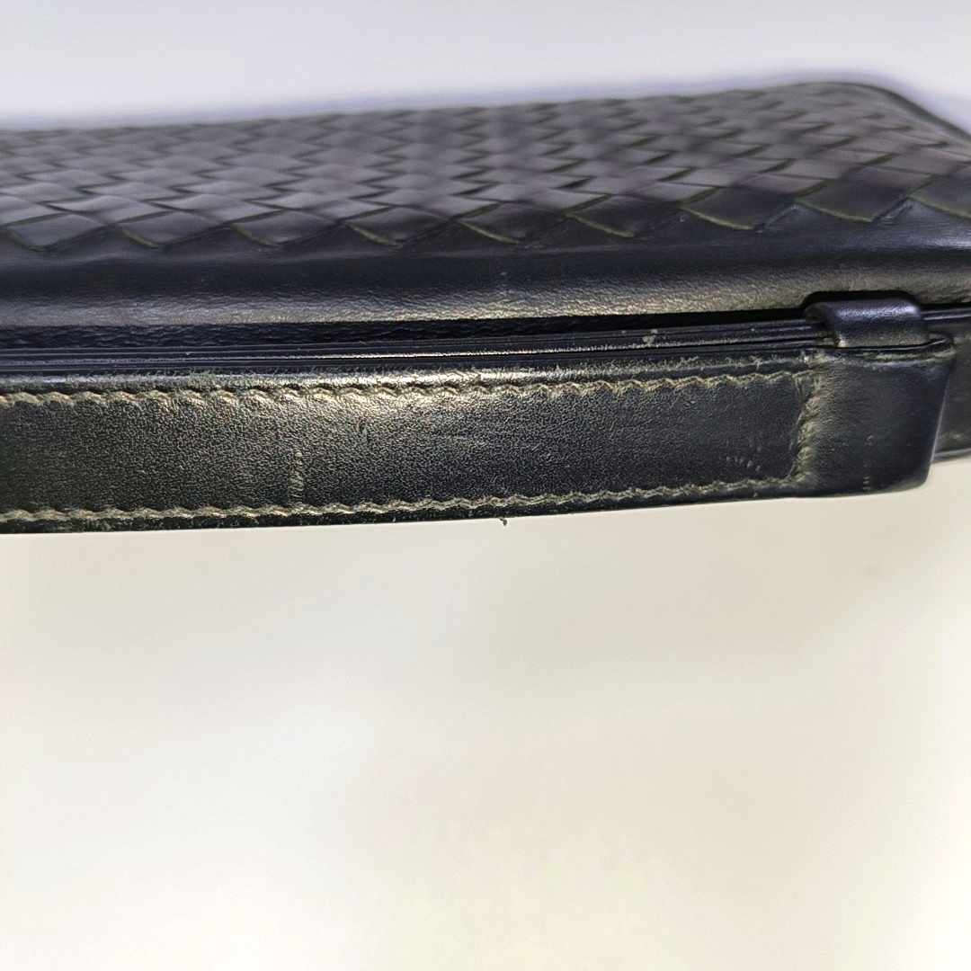 BOTTEGA VENETA Black Cowhide Woven Wallet Black hardware-(SKU)-932935096