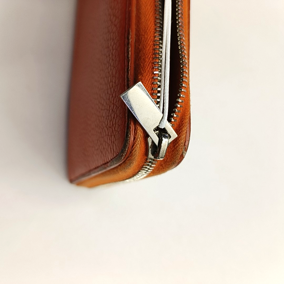 CELINE Orange Cowhide Wallet Silver Hardware-(SKU)-957043236
