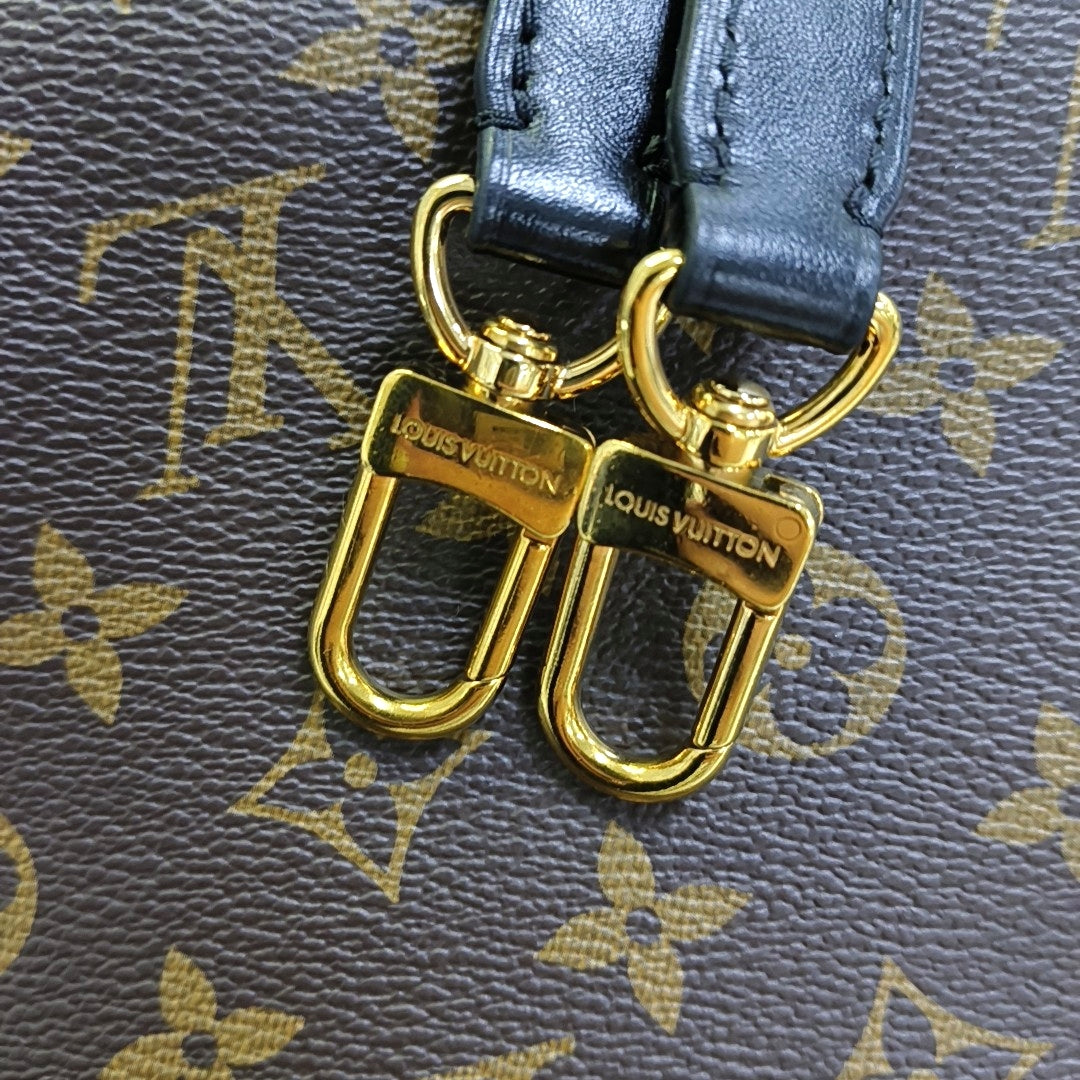 LOUIS VUITTON BOULOGNE Brown Coated Canvas Monogram Horn Bag Shoulder Bag Tote Bag Crossbody Bag with Gold Hardware and 2 Detachable Shoulder Straps-(SKU)-969000180