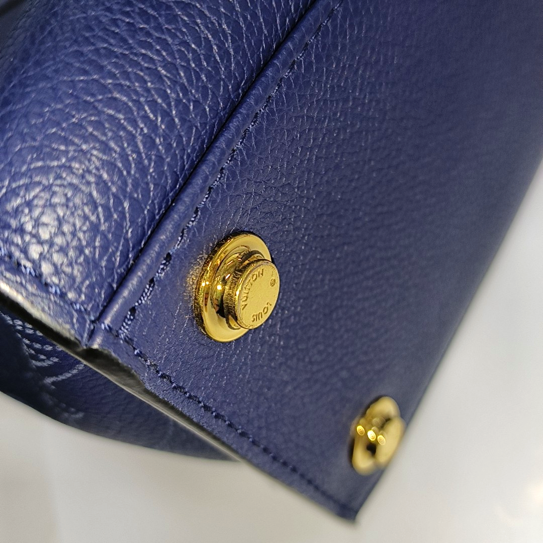 LOUIS VUITTON ON MY SIDE Medium Dark Blue Leather Woven Shoulder Bag, Gold Hardware, Removable Shoulder Strap-(SKU)-14487079