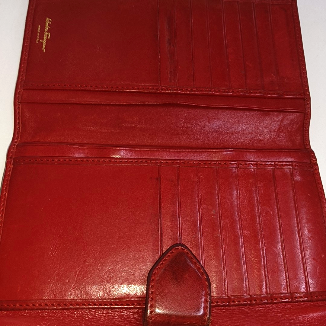 FERRAGAMO Red Leather Wallet Golden hardware-(SKU)-940253959