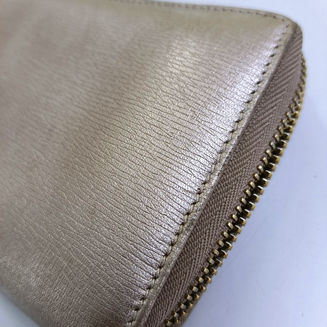 GUCCI Champagne-Colored Cowhide Embossed Wallet Golden hardware-(SKU)-960153701