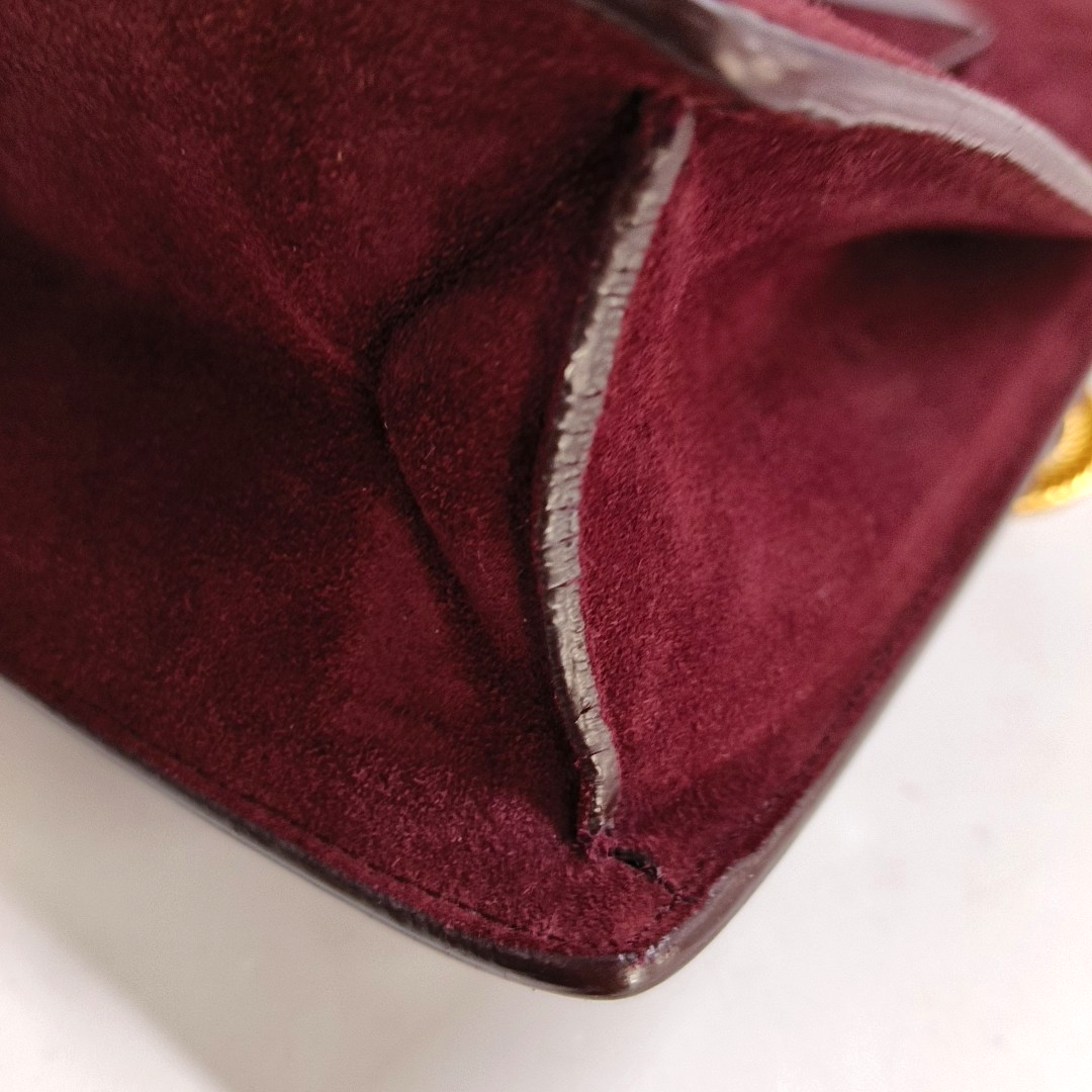 YSL VINTAGE BETTY Burgundy suede leather single shoulder bag crossbody bag Golden hardware-(SKU)-14285934