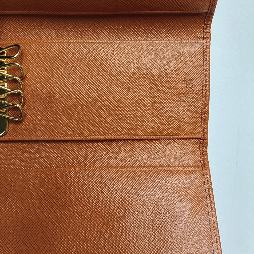 PRADA Orange Leather Crossbody Key Pouch Golden hardware-(SKU)-954583287