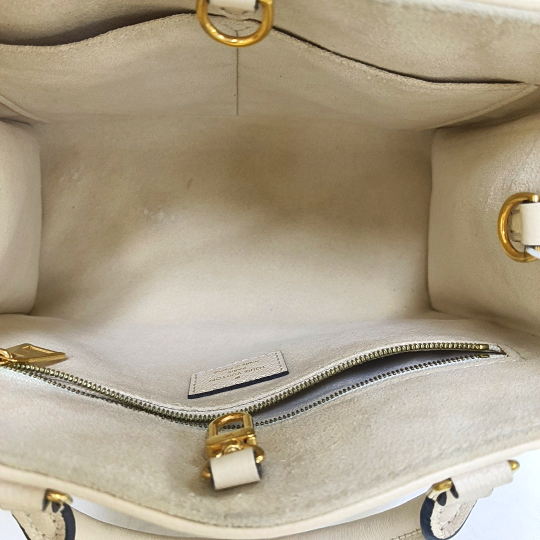 LOUIS VUITTON ONTHEGO Small White Leather Monogram Damier Ebene Jungle Bag Single Shoulder Bag Tote Bag Crossbody Bag with Gold Hardware and Detachable Shoulder Strap-(SKU)-960513551