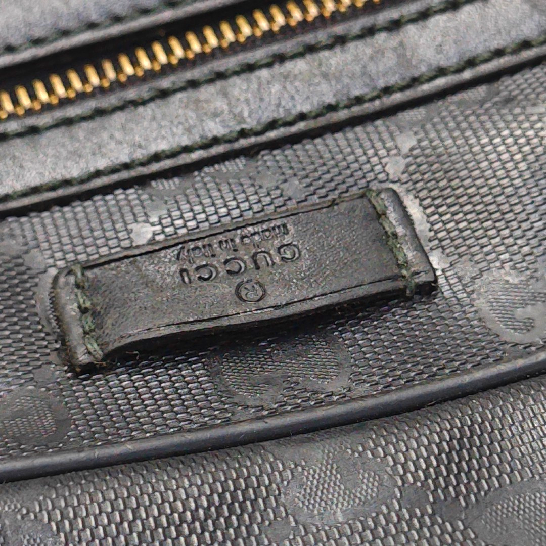 GUCCI GG Imprime Messenger Black Coated Canvas Monogrammed Single Shoulder Bag Sling Silver Hardware-(SKU)-950931725