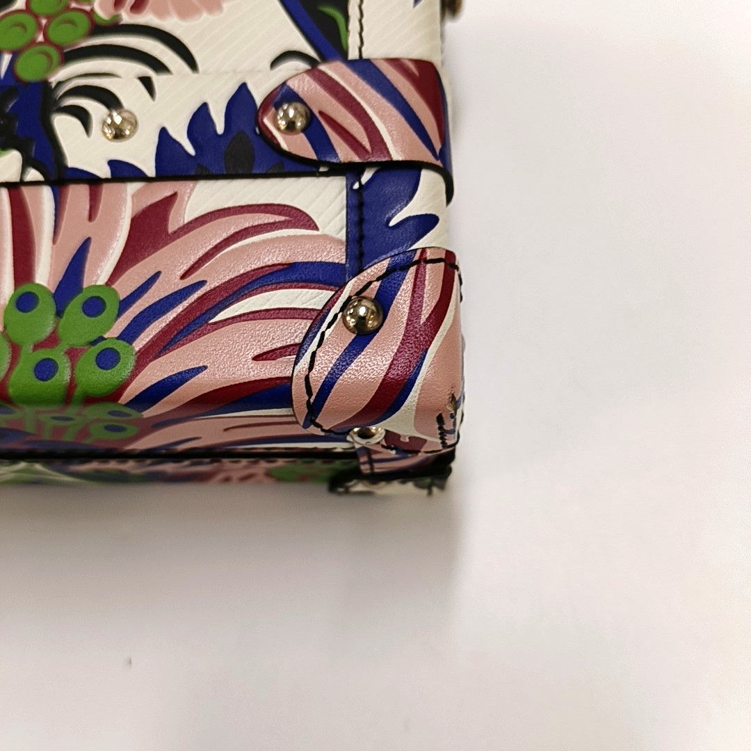 LOUIS VUITTON PETITE MALLE Multicolor Leather Printed Crossbody Shoulder Bag Silver Hardware Removable Strap-(SKU)-958783036