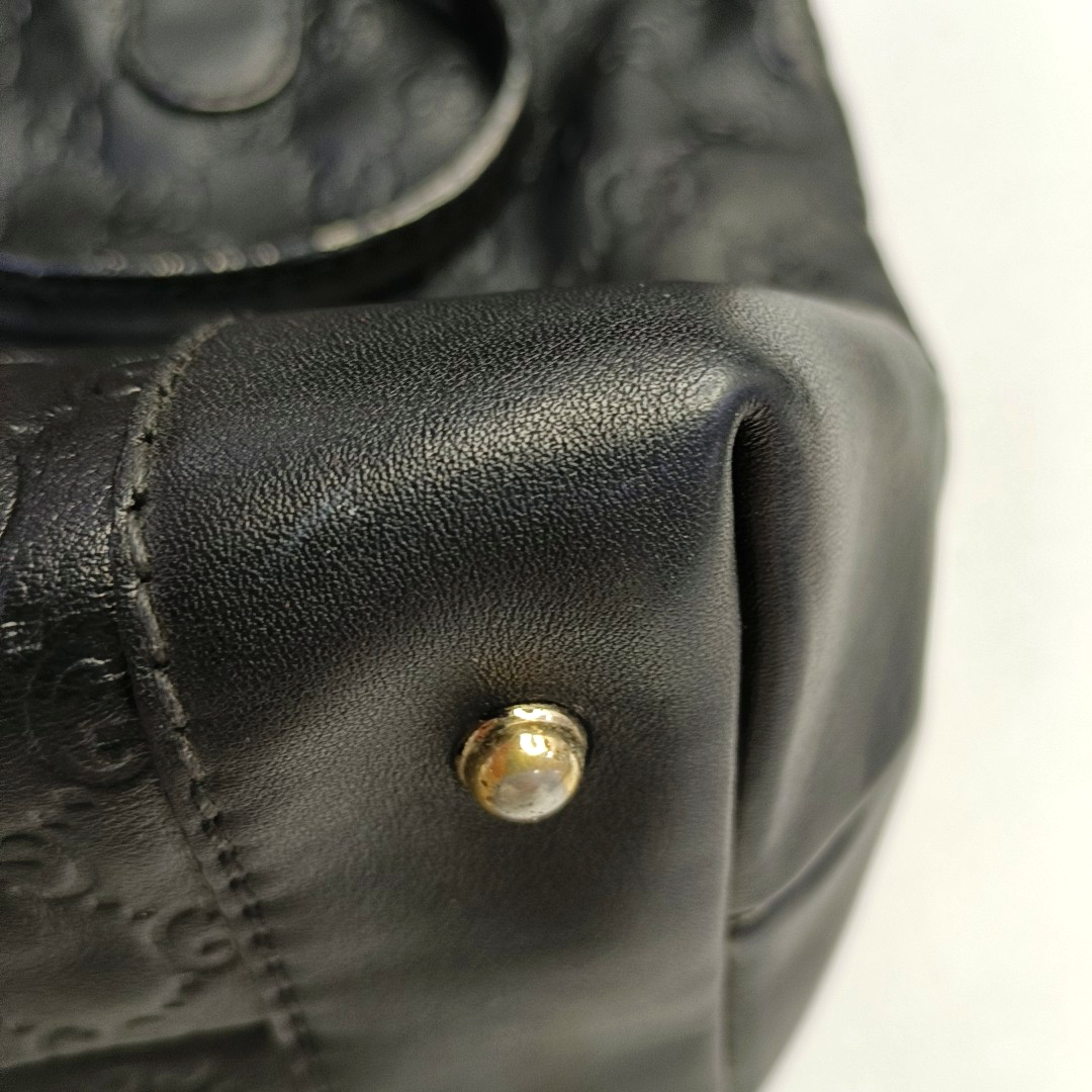 GUCCI Heart Bit Black Cowhide Monogrammed Tote Handbag Single Shoulder Bag Golden hardware Removable shoulder strap-(SKU)-944990688