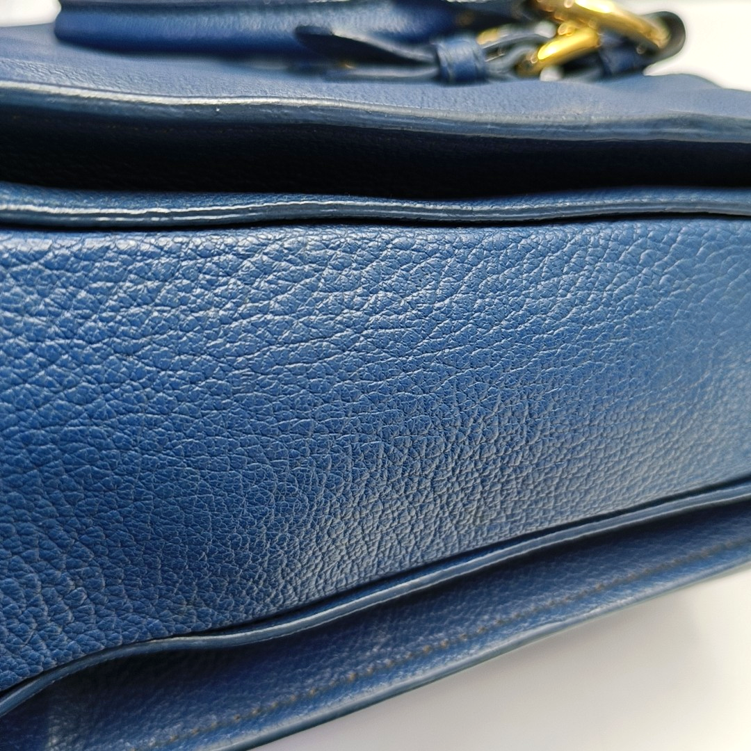 Miu Miu Tote bag Blue Cowhide Crumpled Shoulder Bag Single Shoulder Bag Crossbody Bag Golden hardware Removable shoulder strap-(SKU)-950926688