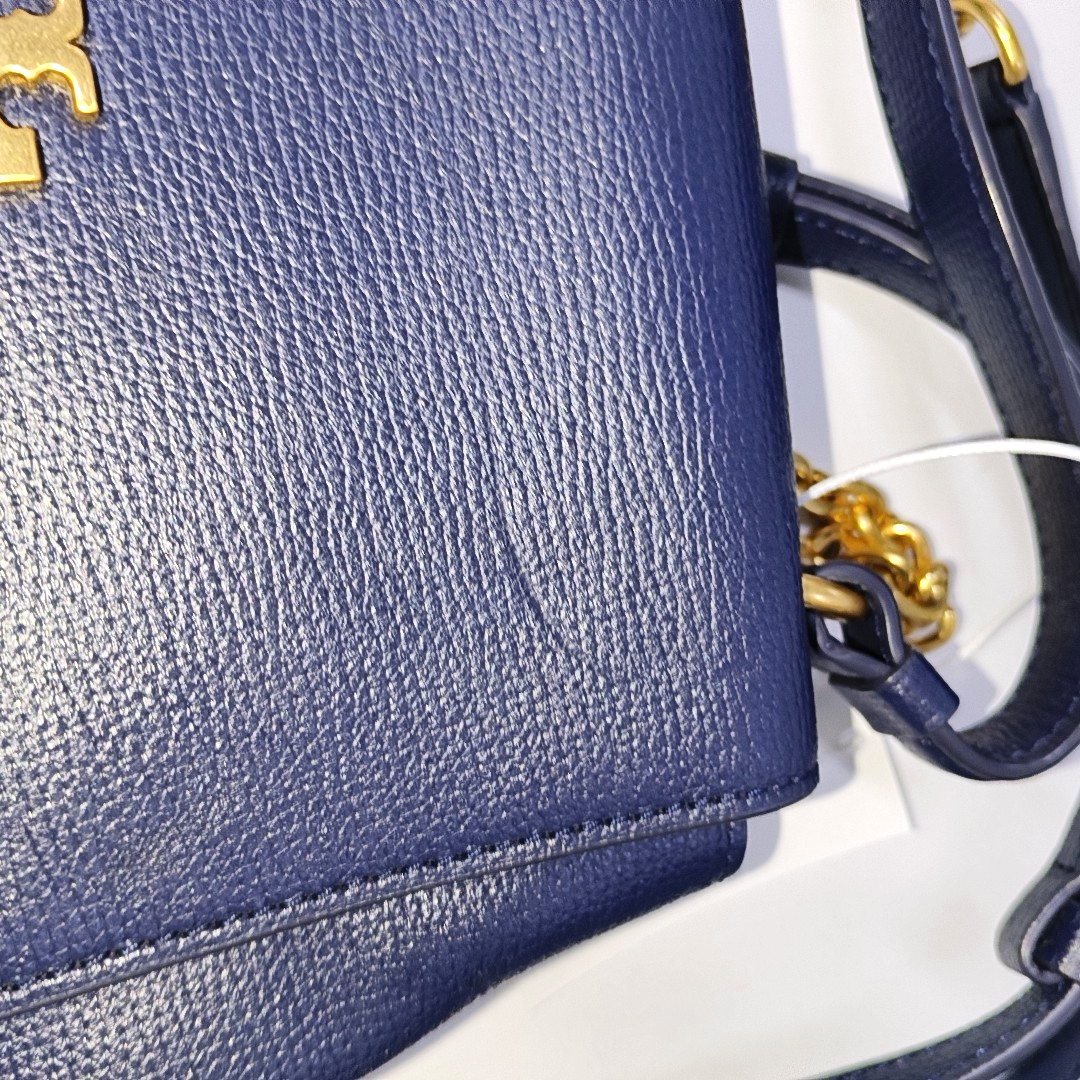 TORY BURCH Chelsea Dark Blue Cowhide Single Shoulder Bag Handbag Golden hardware Removable shoulder strap-(SKU)-942430091