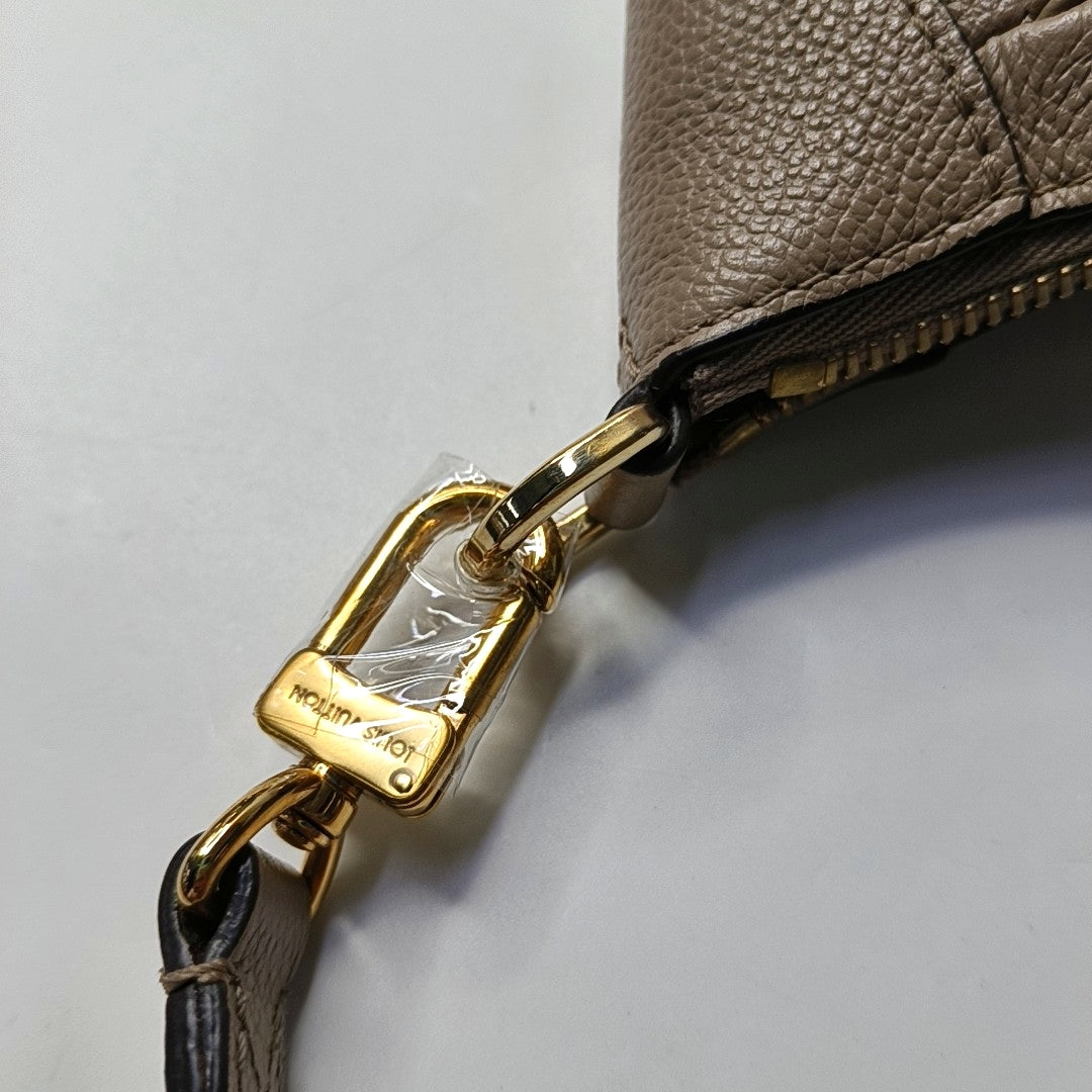 LOUIS VUITTON BAGATELLE Grey Calfskin Embossed Shoulder Bag Tote Bag Crossbody Bag Golden Hardware 2 Removable Straps-(SKU)-967680096