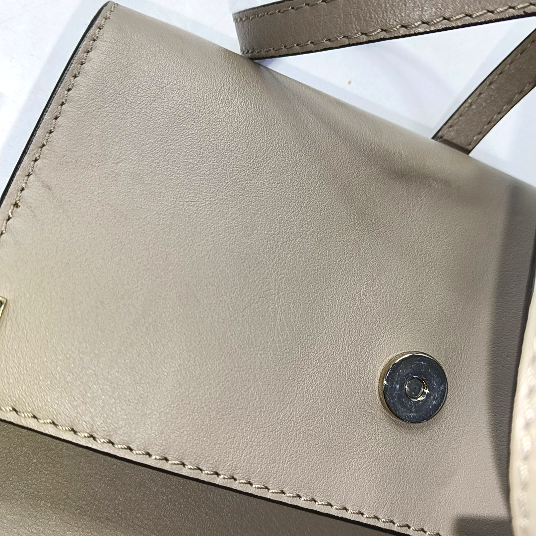 Chloé Faye Gray Cowhide Crossbody Single Shoulder Bag Golden Silver Hardware Removable shoulder strap-(SKU)-959793596