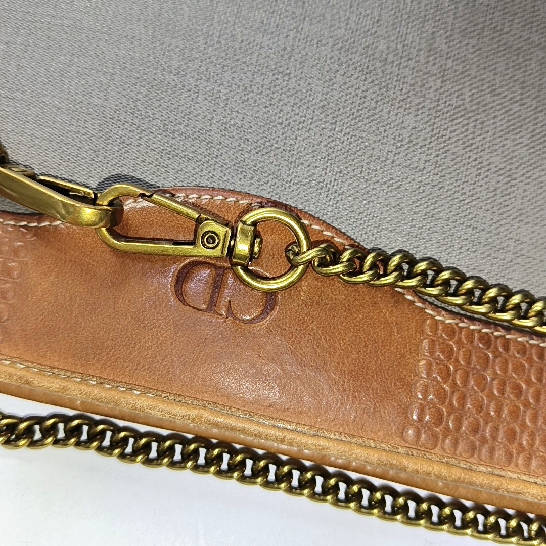 DIOR Gray Coated Canvas Crumpled Handbag Golden hardware-(SKU)-951570397