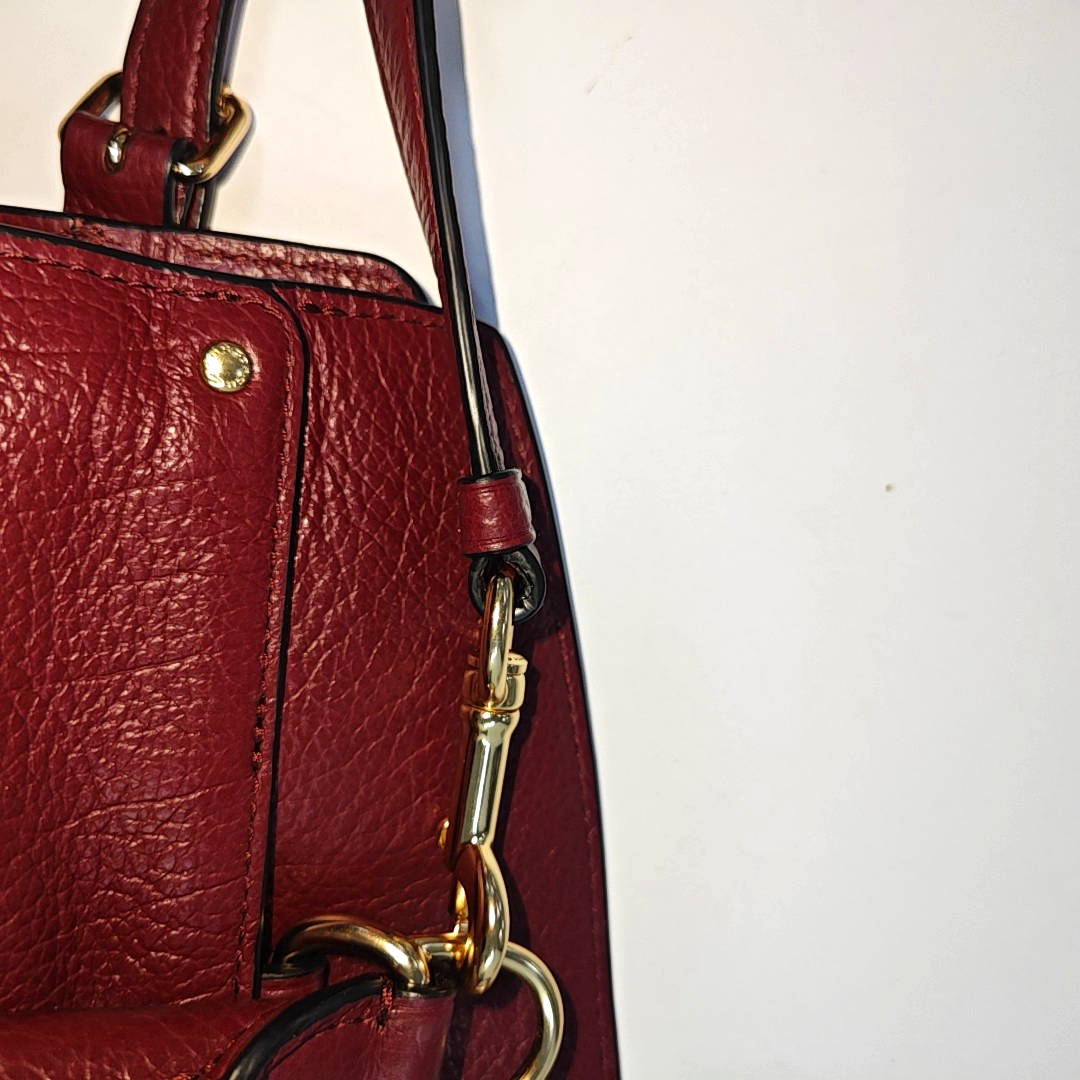 COACH MERCER Burgundy Cowhide Embossed Shoulder Bag Handbag Crossbody Golden hardware Removable shoulder strap-(SKU)-940526450