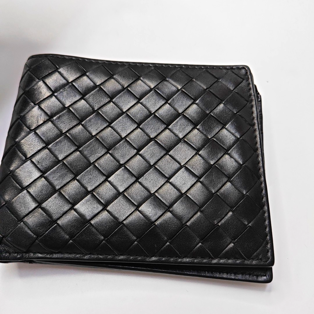 BOTTEGA VENETA Black Cowhide Woven Wallet-(SKU)-960229991