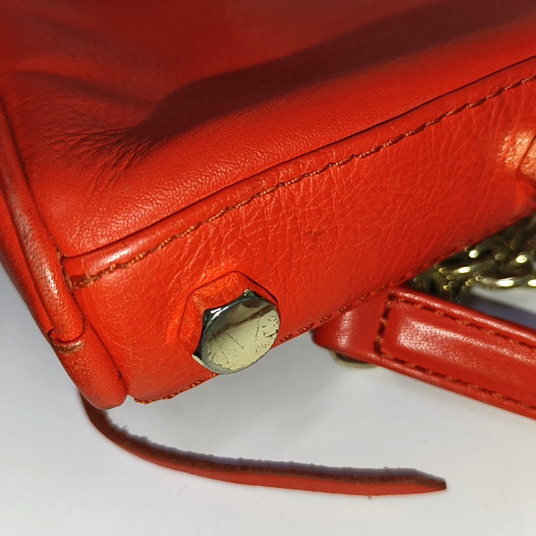 REBECCA MINKOFF M.A.C. Orange Red Cowhide Single Shoulder Bag, Crossbody Golden hardware Removable shoulder strap-(SKU)-935255906