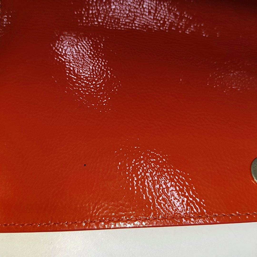 YSL BELLE JOUR Orange Patent Leather Embossed Clutch Golden hardware-(SKU)-931375952
