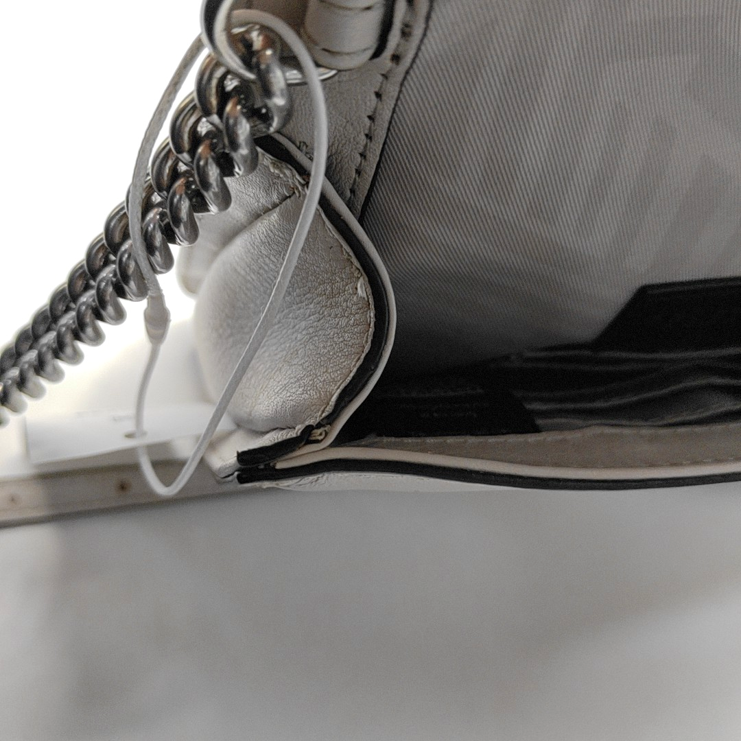 REBECCA MINKOFF Love Small size Gray leather quilted crossbody bag/shoulder bag Silver Hardware-(SKU)-943935965