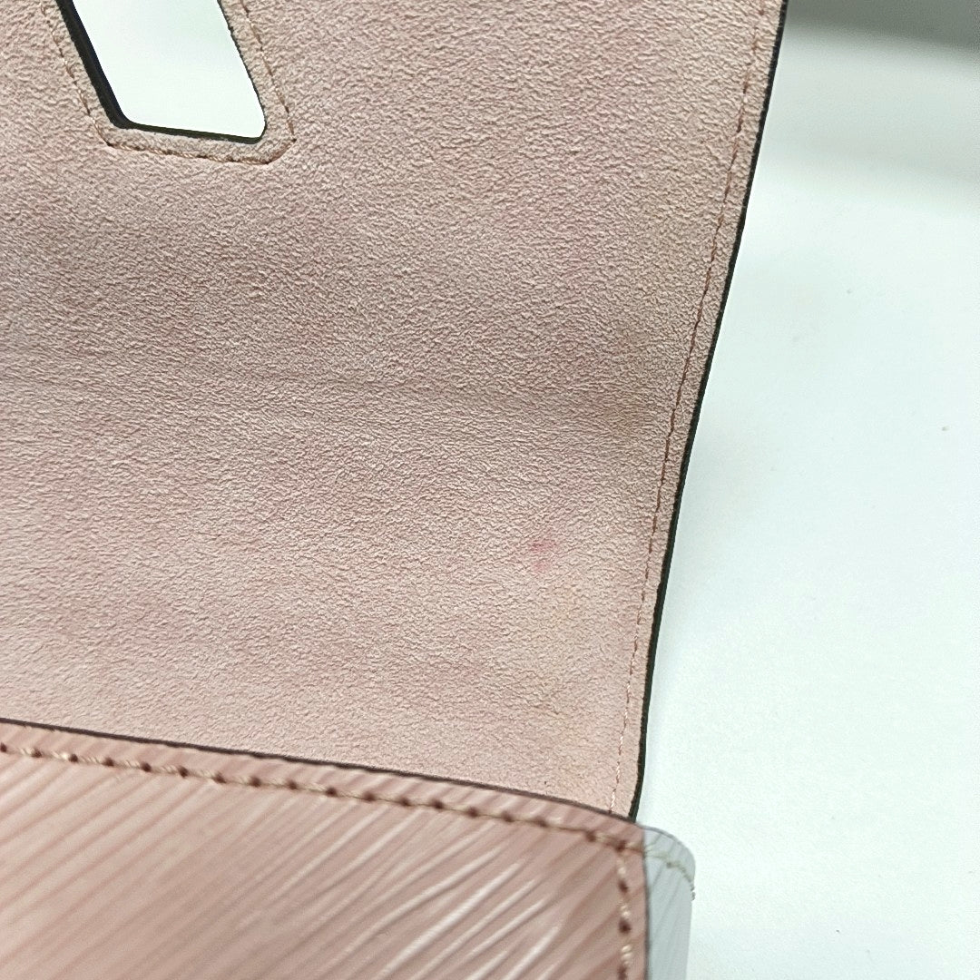 LOUIS VUITTON TWIST Small Pink EPI Leather Water Ripple Crossbody Bag, Shoulder Bag, Handbag, Gold Hardware, 2 Detachable Shoulder Straps, Accessories Included-(SKU)-971017313