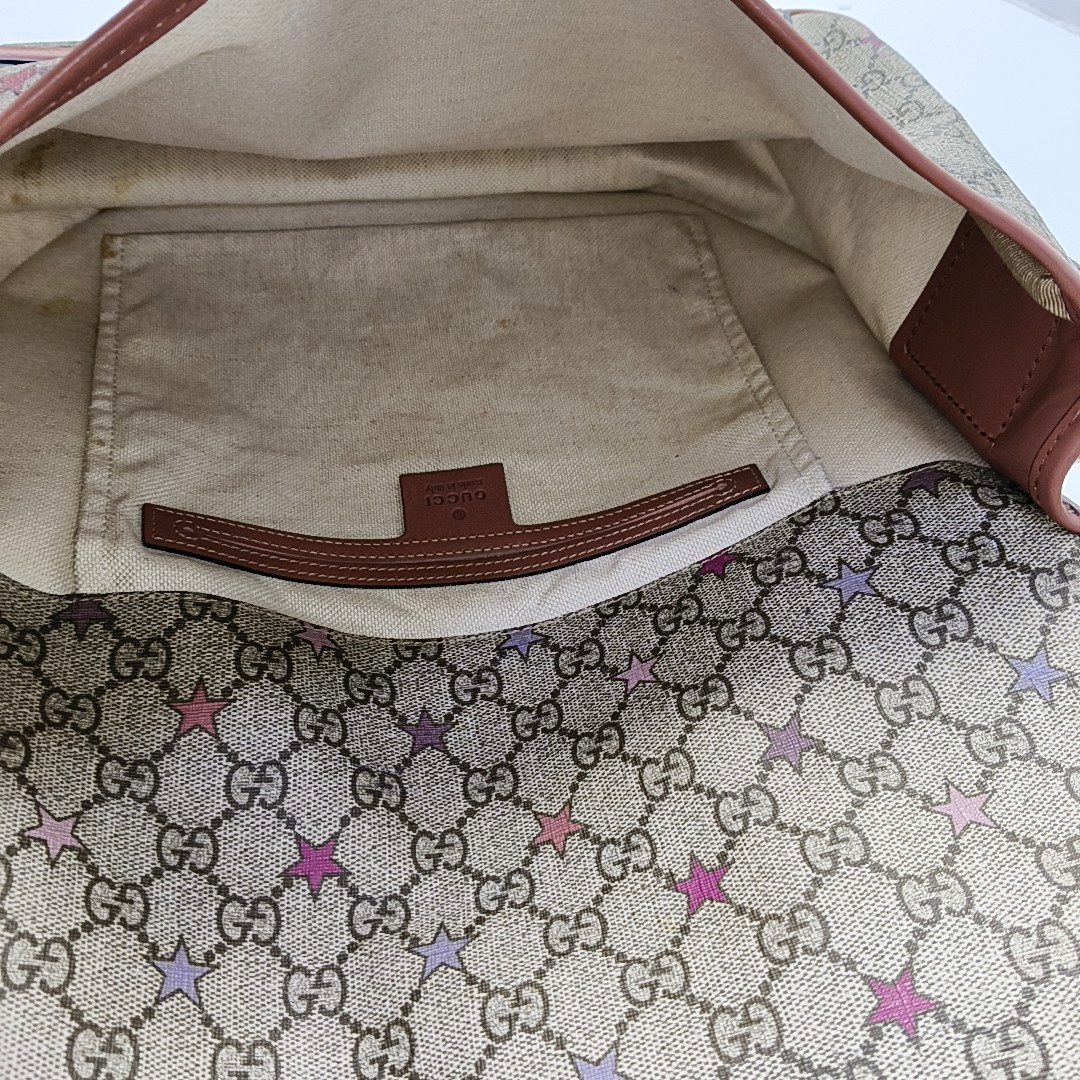 GUCCI Multicolor Coated Canvas Vintage Print Single Shoulder Bag Crossbody Bag Golden hardware-(SKU)-953527421