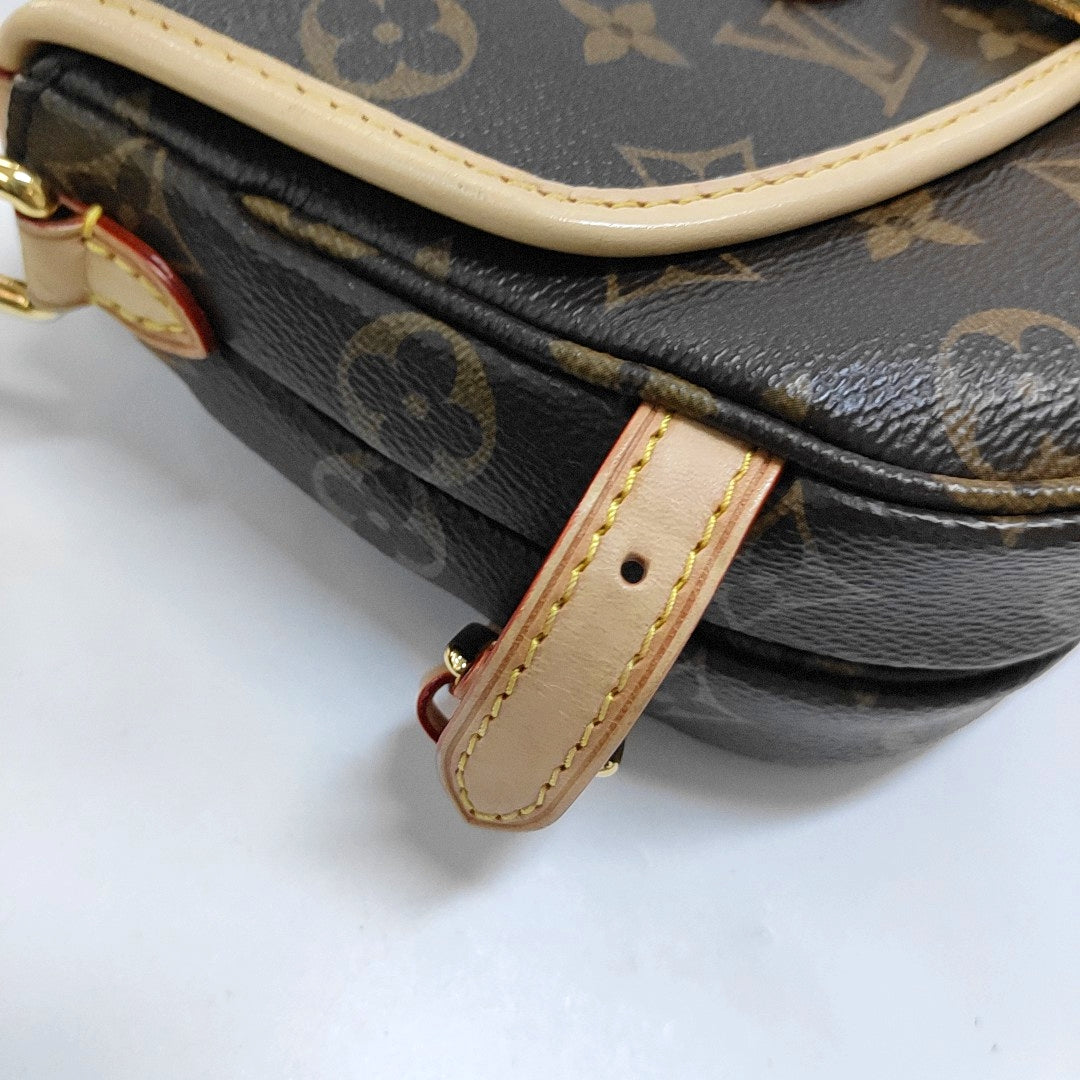 LOUIS VUITTON SAUMUR BB Brown Coated Canvas Monogram Shoulder Bag, Gold Hardware, Removable Shoulder Strap-(SKU)-967083690