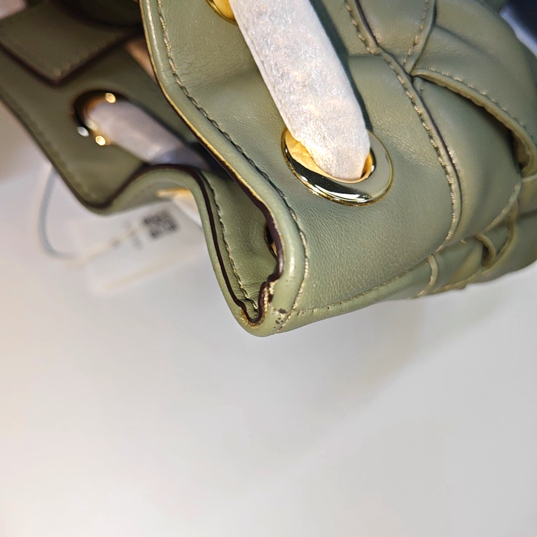 MICHAEL KORS Small size Green Lamb Leather Braided Backpack Golden hardware-(SKU)-936597002