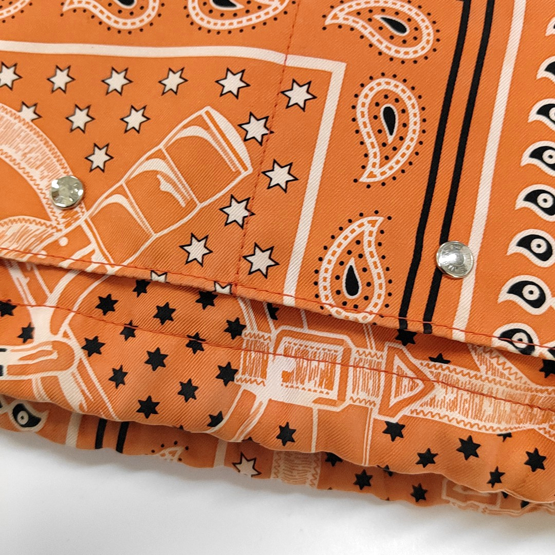 HERMÈS Fourbi 20 Orange Satin Printed Clutch Silver Hardware Tstamp-(SKU)-955960745