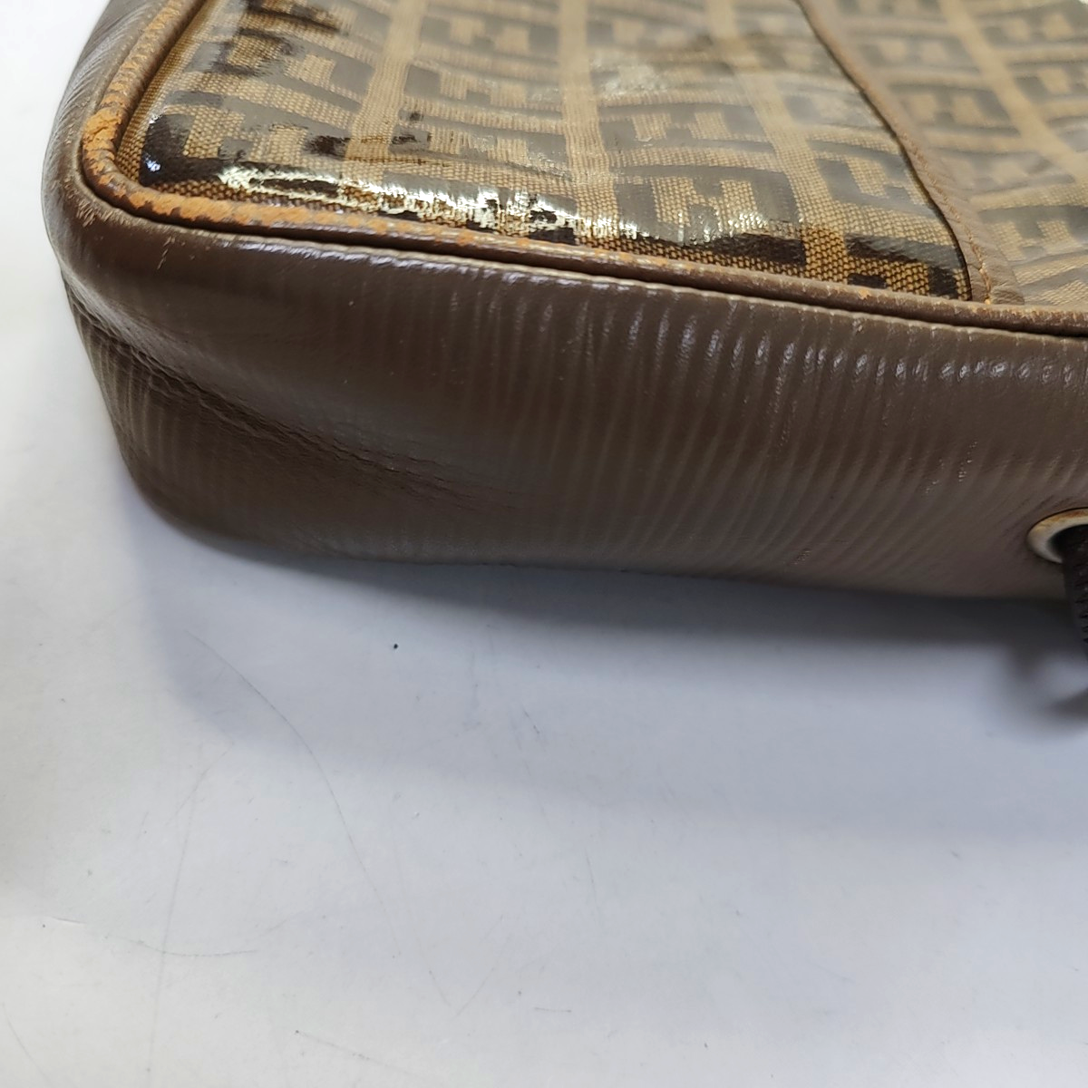 FENDI 棕色特殊材质双F斜挎包Shoulder Bag Brown Hardware-(SKU)-945609210