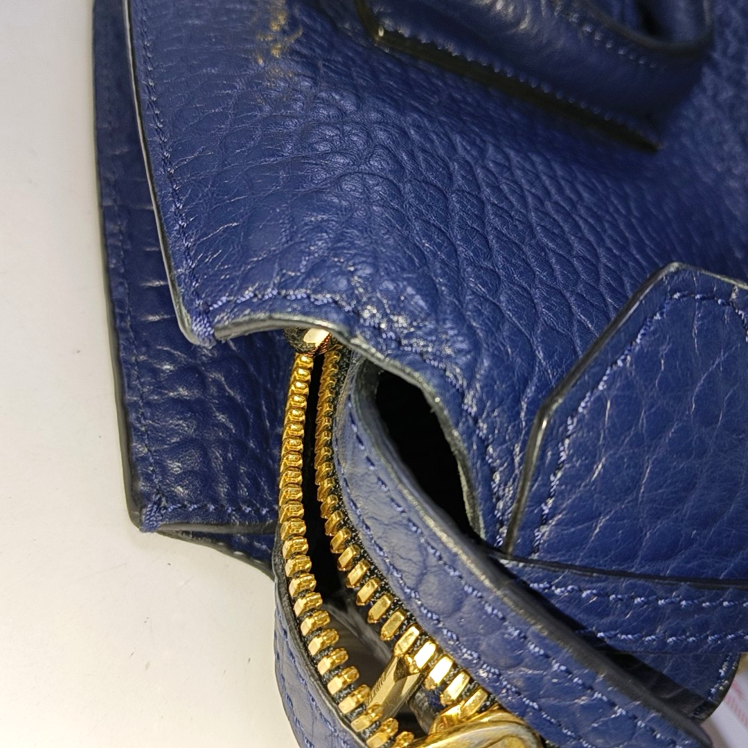 BURBERRY Gladstone Dark Blue Cowhide Single Shoulder Bag Handbag Golden hardware Removable shoulder strap-(SKU)-939605171
