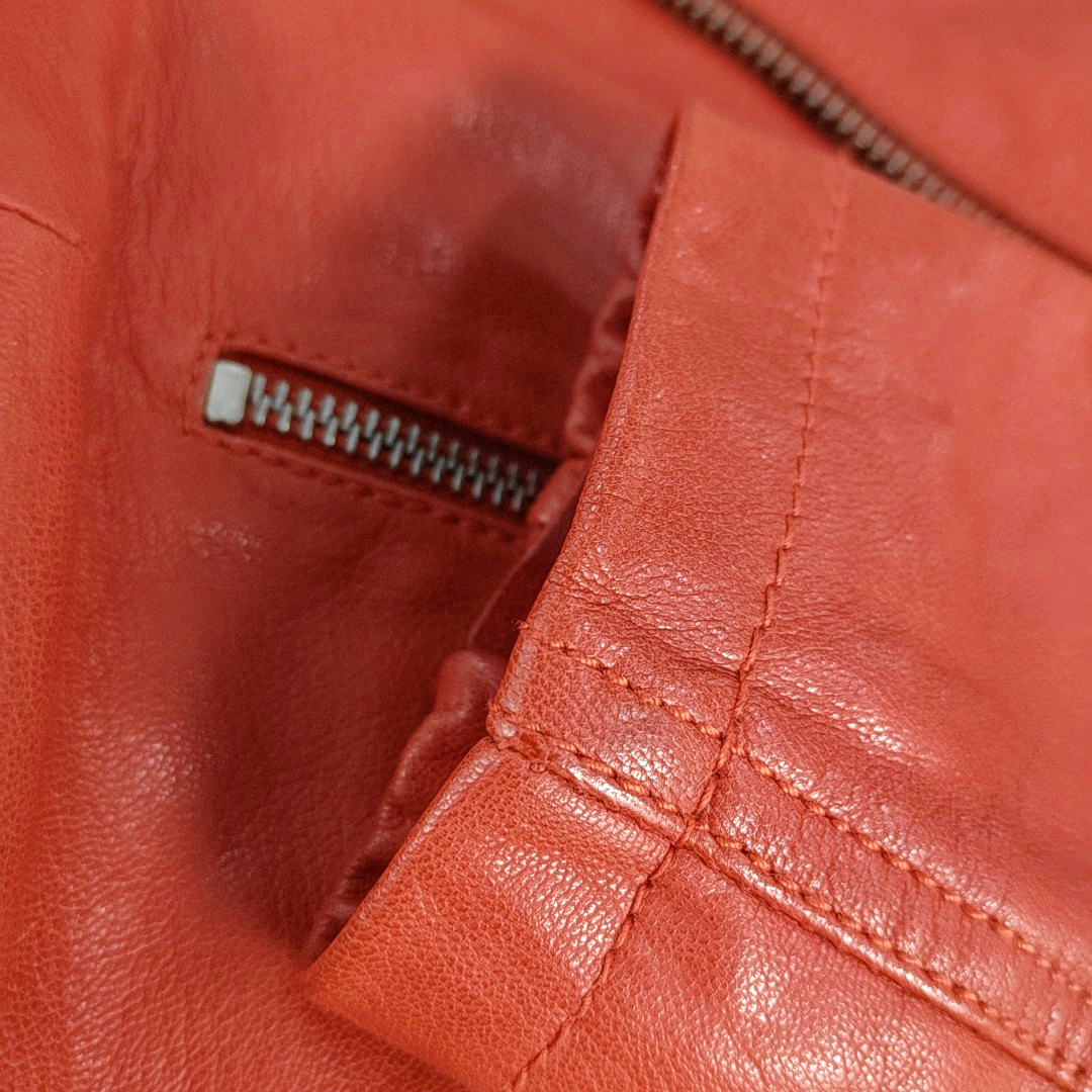 Alexander McQUEEN Mcode Autumn and Winter Tangerine Leather Women's Long Sleeve Short Other Jacket-(SKU)-929075000