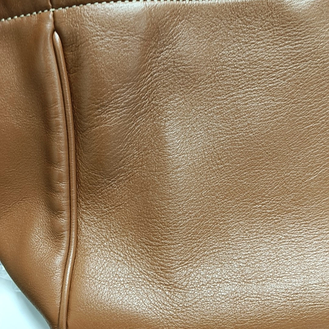 CELINE CABAS TRIOMPHE Brown Leather Quilted Shoulder Bag Tote Bag Crossbody Bag Gold Hardware Removable Strap-(SKU)-971128053