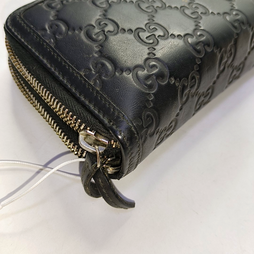 GUCCI Black cowhide monogram embossed handbag Silver Hardware-(SKU)-959345150