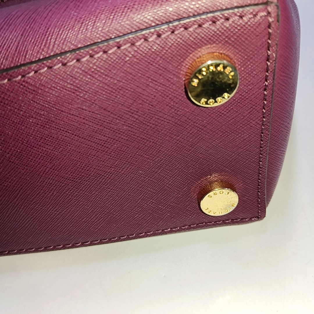 MICHAEL KORS Hamilton Fuchsia Red Calfskin Studs Single Shoulder Crossbody Bag Golden hardware Removable shoulder strap-(SKU)-939155071