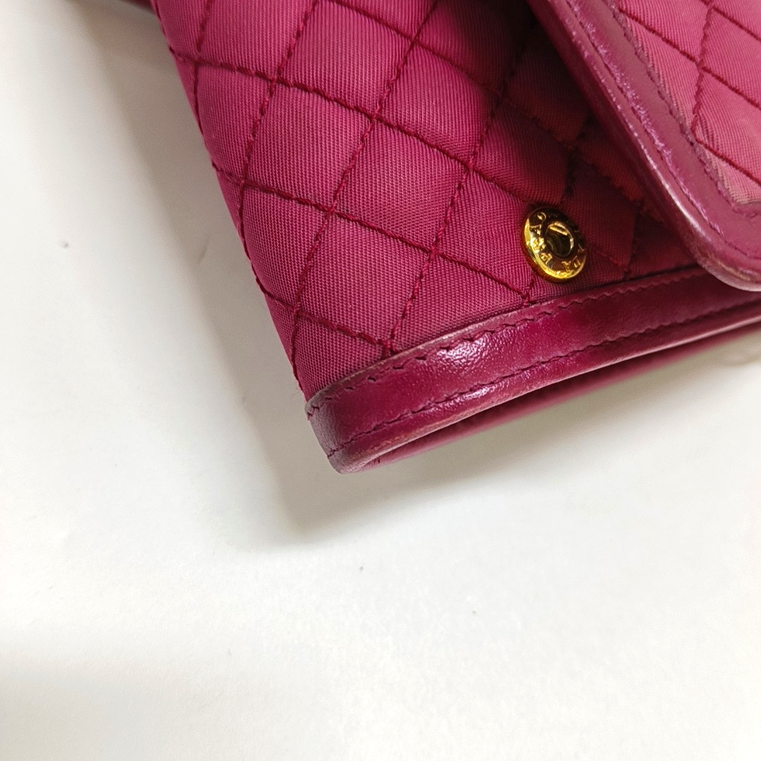 PRADA Pink Nylon Quilted Crossbody Shoulder Bag Handbag Clutch Golden hardware Removable shoulder strap-(SKU)-959993343
